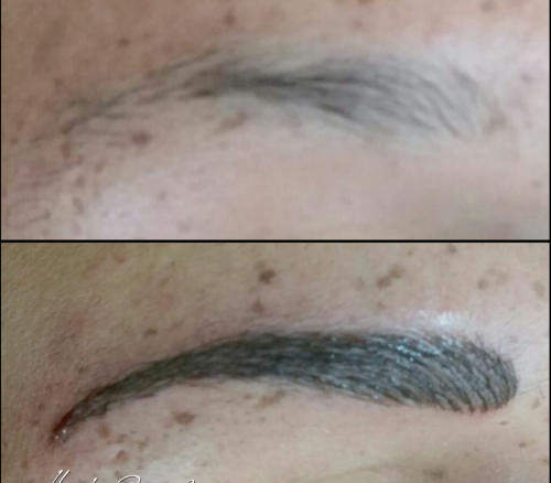 Microblading, vorher/nachher
